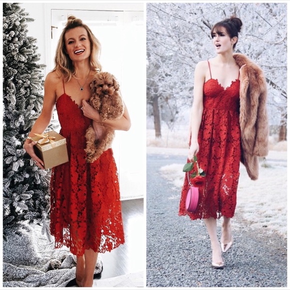 NWT Donna Morgan for Anthropologie Red Renata Lace Fit & Flare Dress - Picture 4 of 12